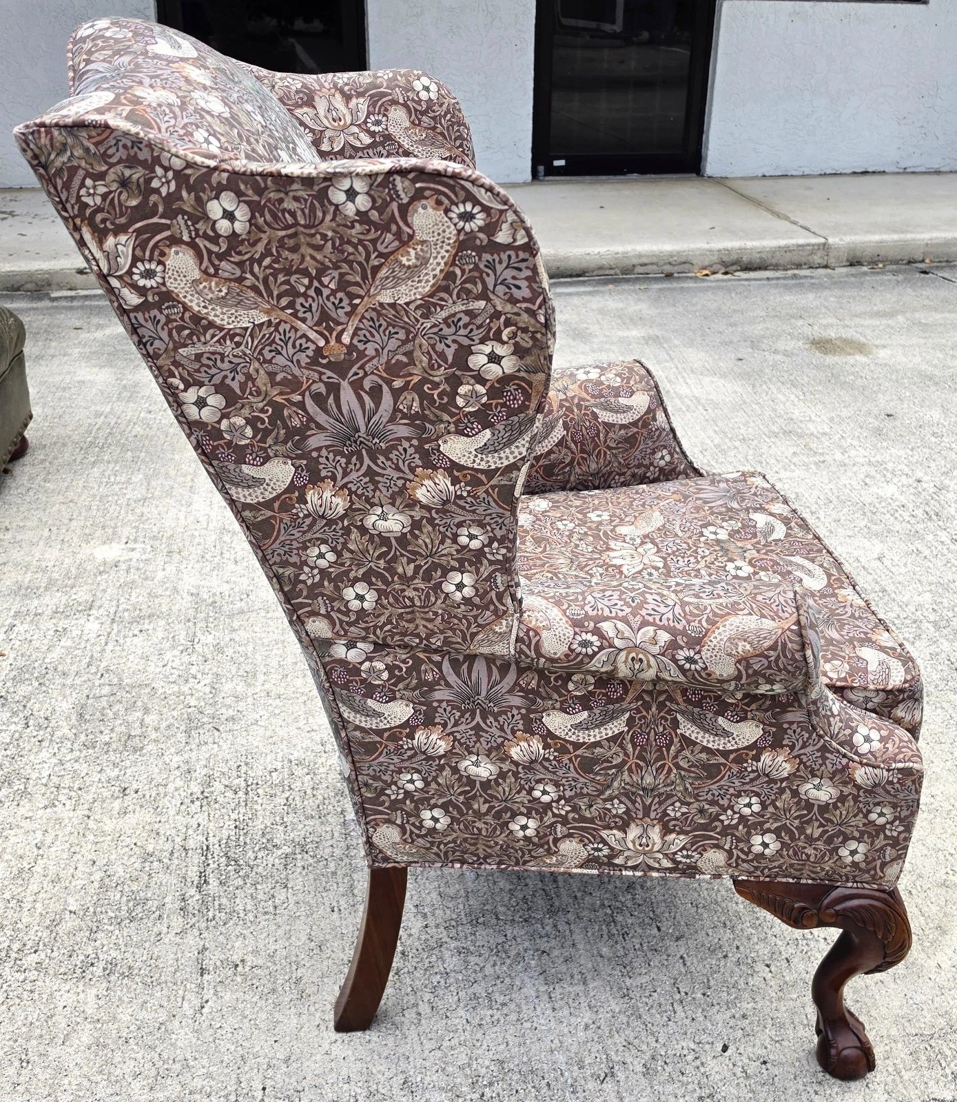 Vintage Hickory Chair Co Wingback William Morris Strawberry Thief Fabric