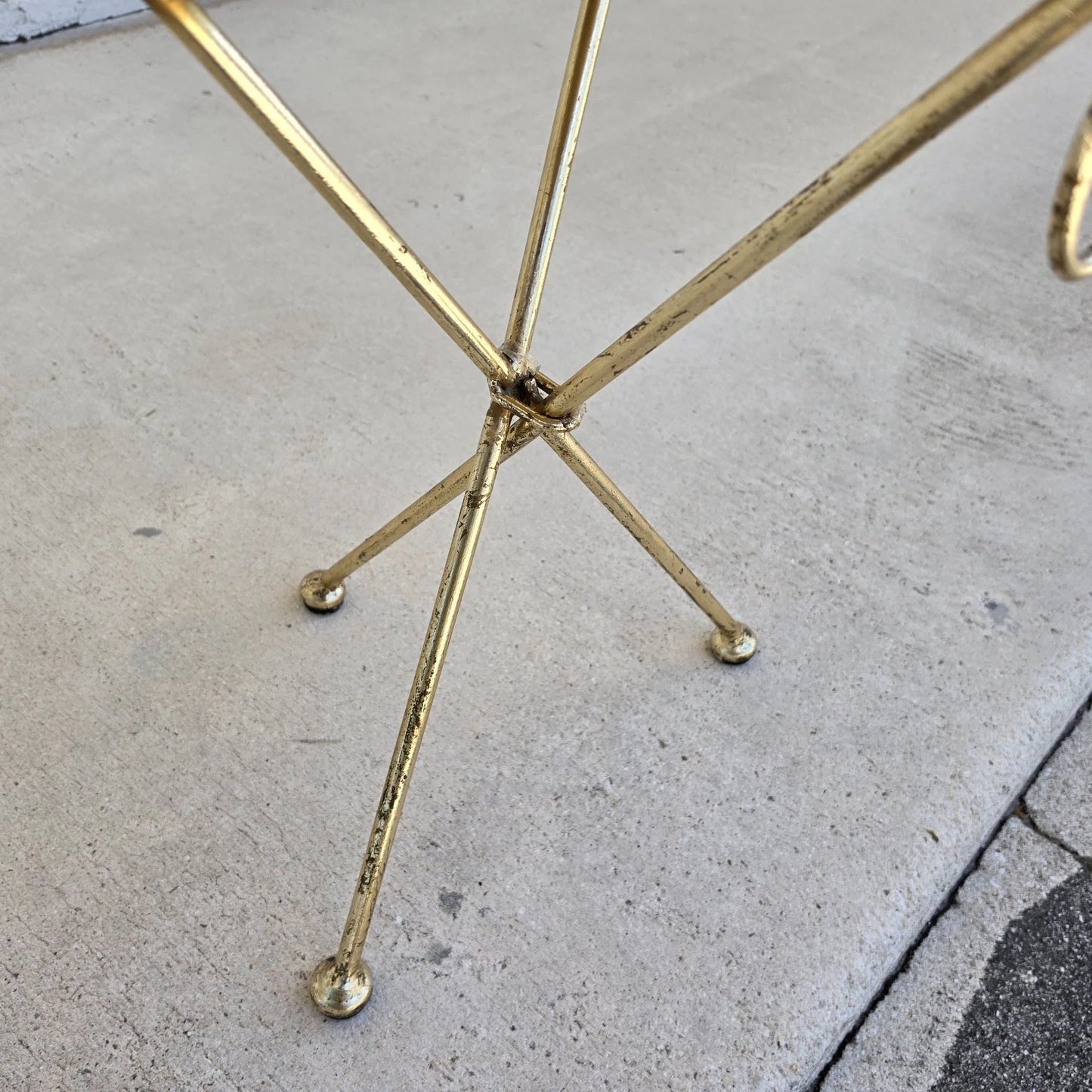 Italian Gold Gilt Folding Mosaic Side Drink Tables 1960s Pair