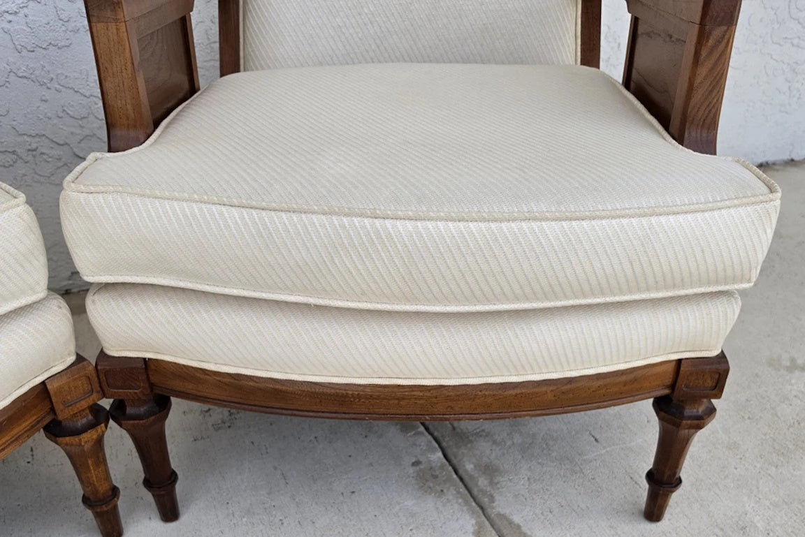 Vintage 1960s Italian Hollywood Regency High Back Lounge Armchairs Pair