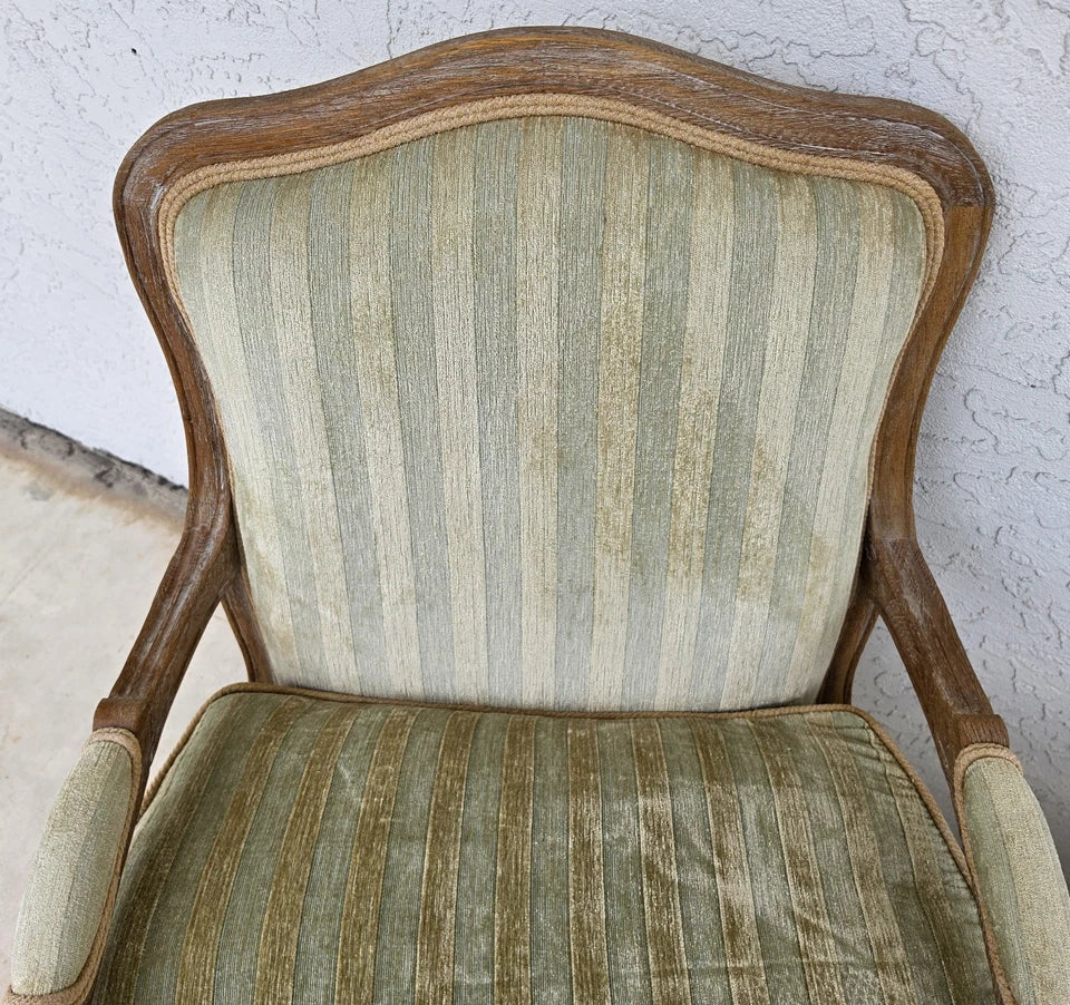 Plush Velvet French Country Fauteuil Armchairs Pair
