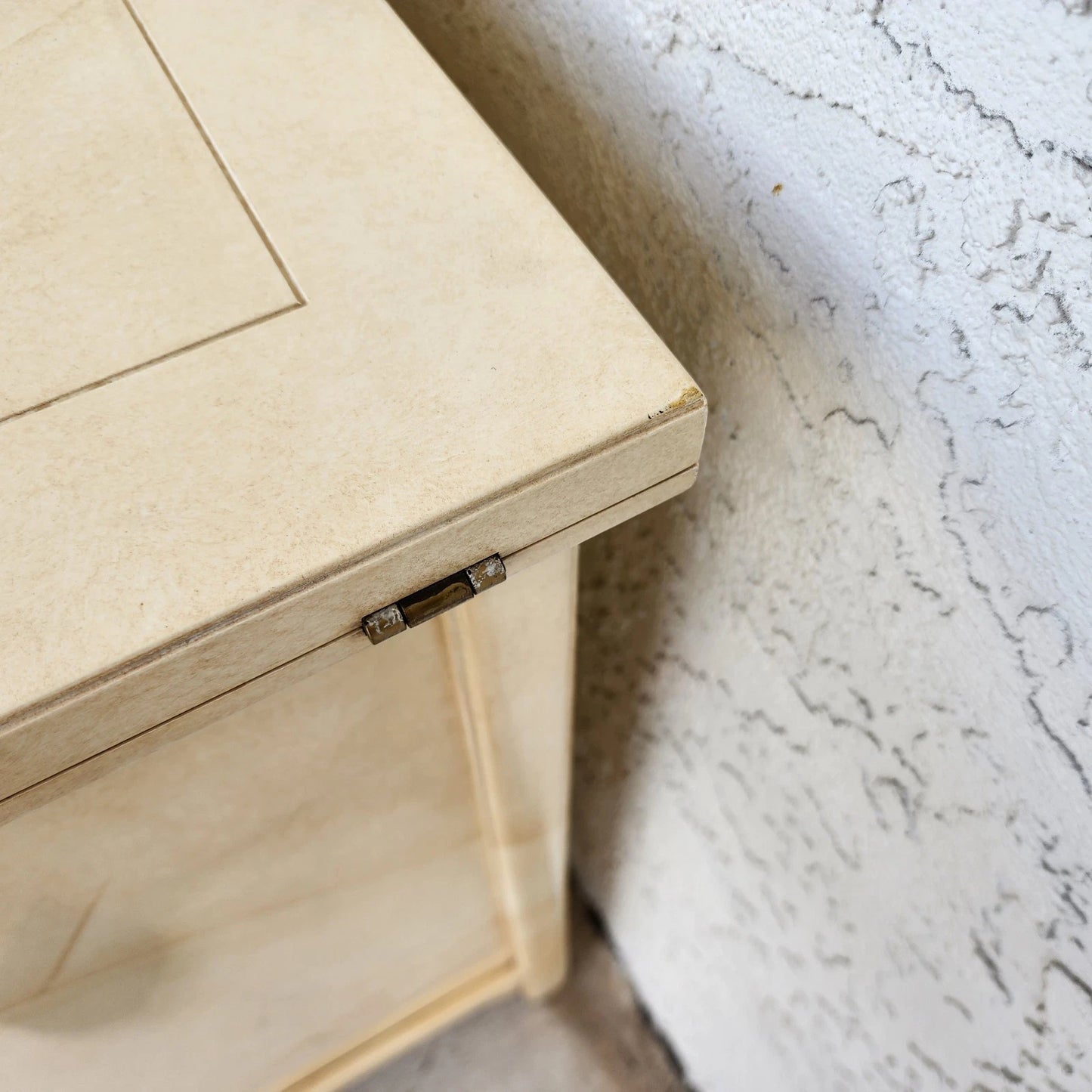 Vtg HENREDON by Roy Coleman Lacquered Bar Buffet Faux Goat Skin Asian Style