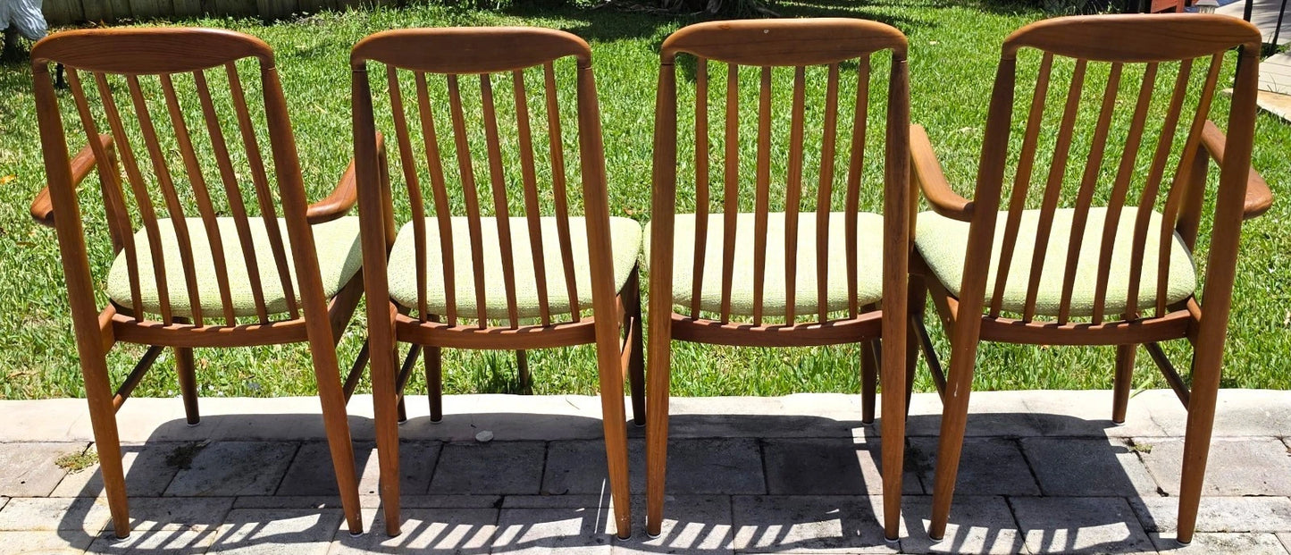 Vintage 1970s Benny Linden Solid Teak Sculptural Dining Chairs Set of 4