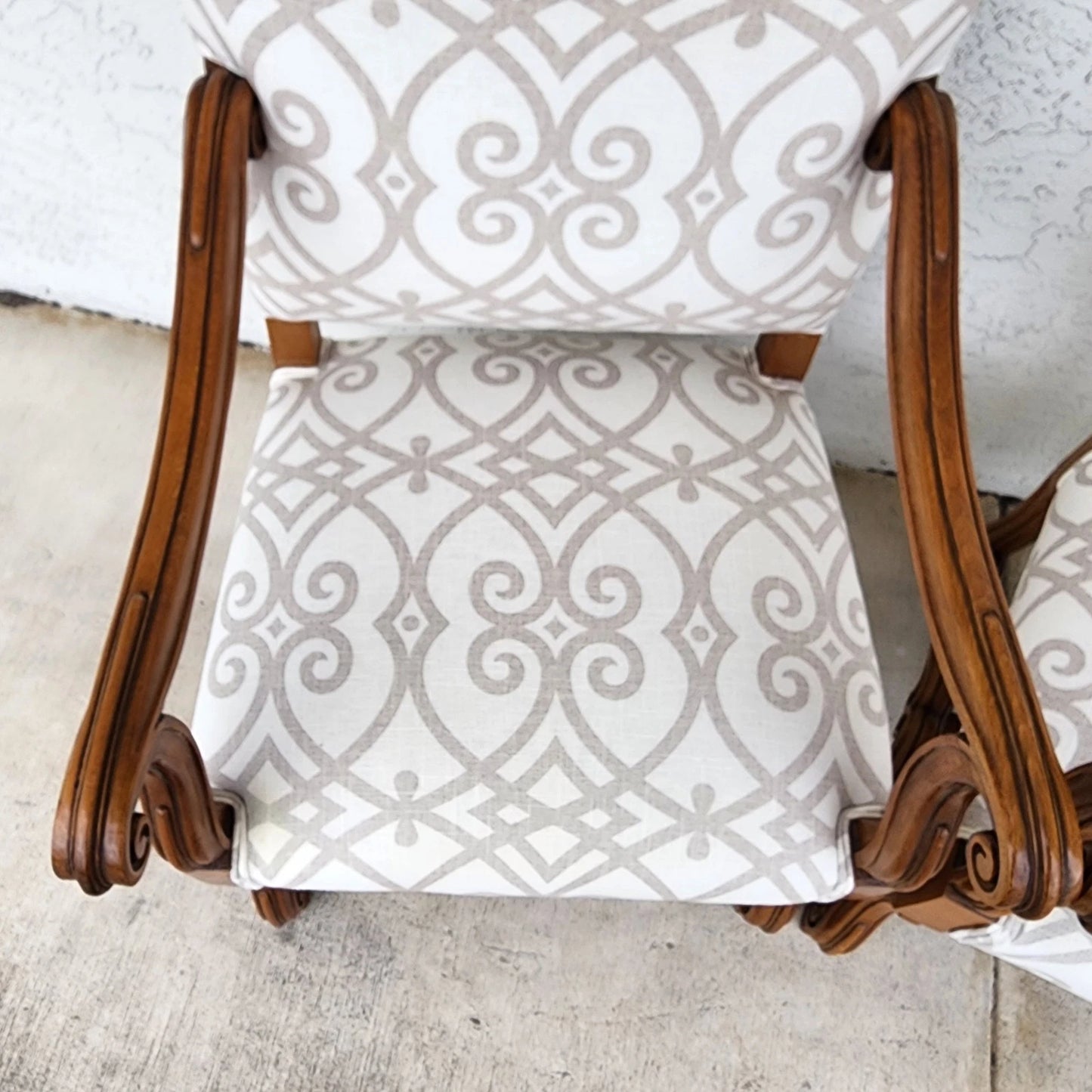 French Louis XIII Os de Mouton Linen Armchairs Pair