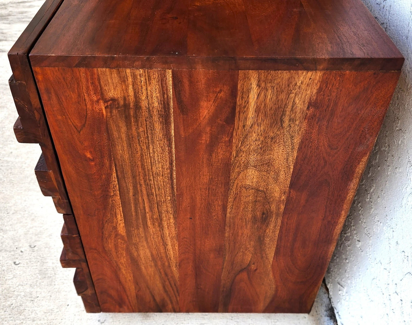 MCM Solid Exotic Wood Bachelor Chest & Nightstands Bedroom Suite