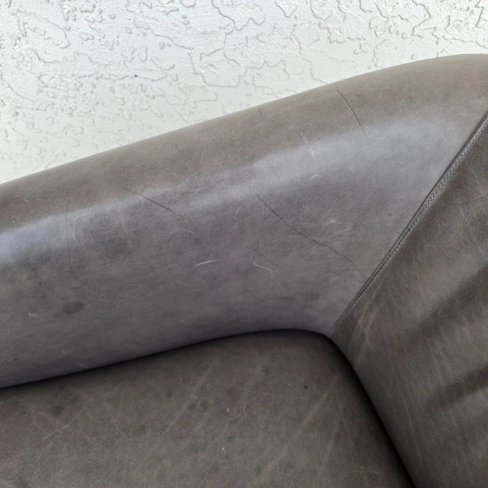 Restoration Hardware 1950s Italian Shelter Arm Leather Swivel Club Chair RH