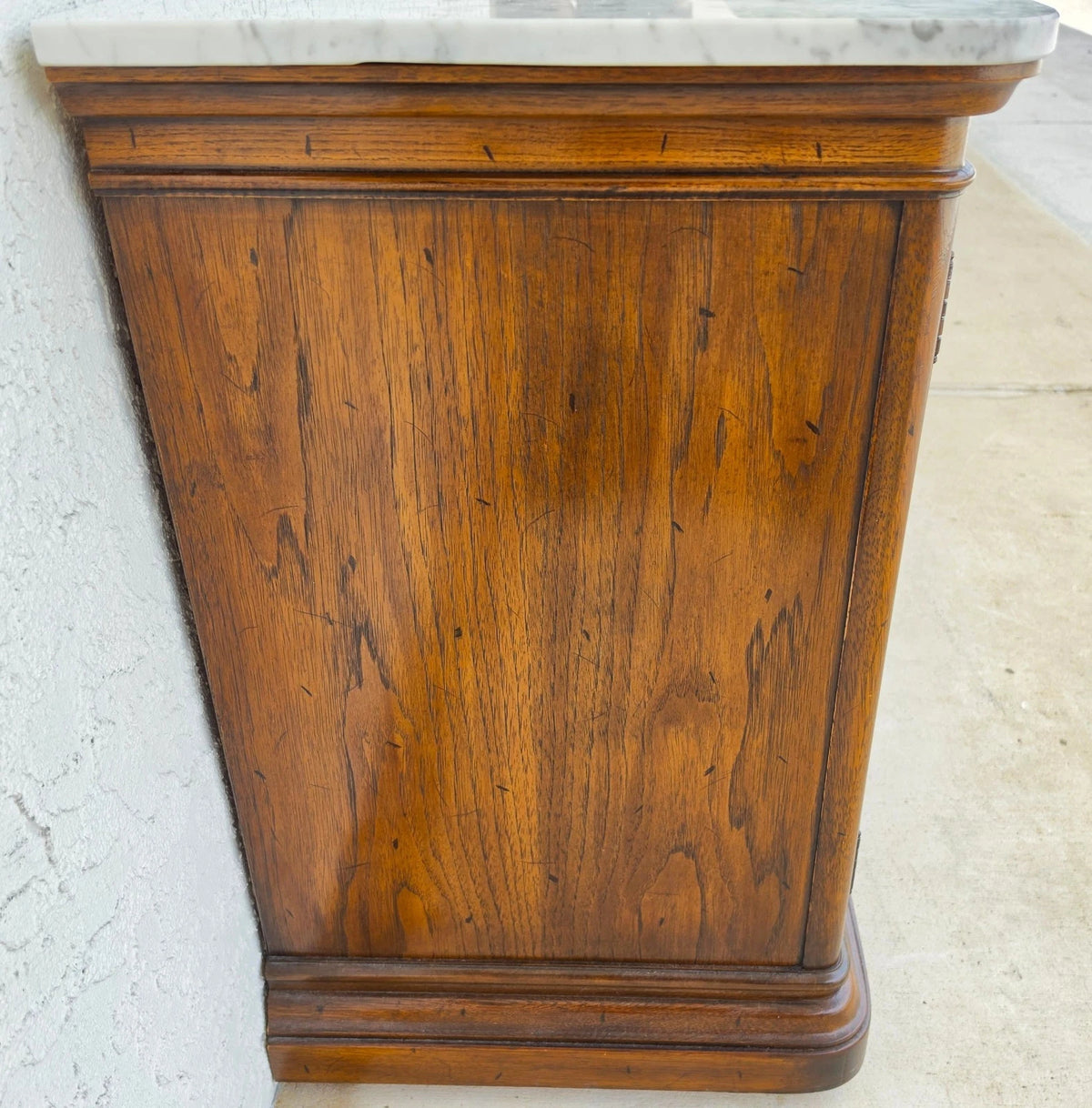 Drexel Et Cetera Art Nouveau Leaded Glass Marble Top Buffet Sideboard Dry Bar