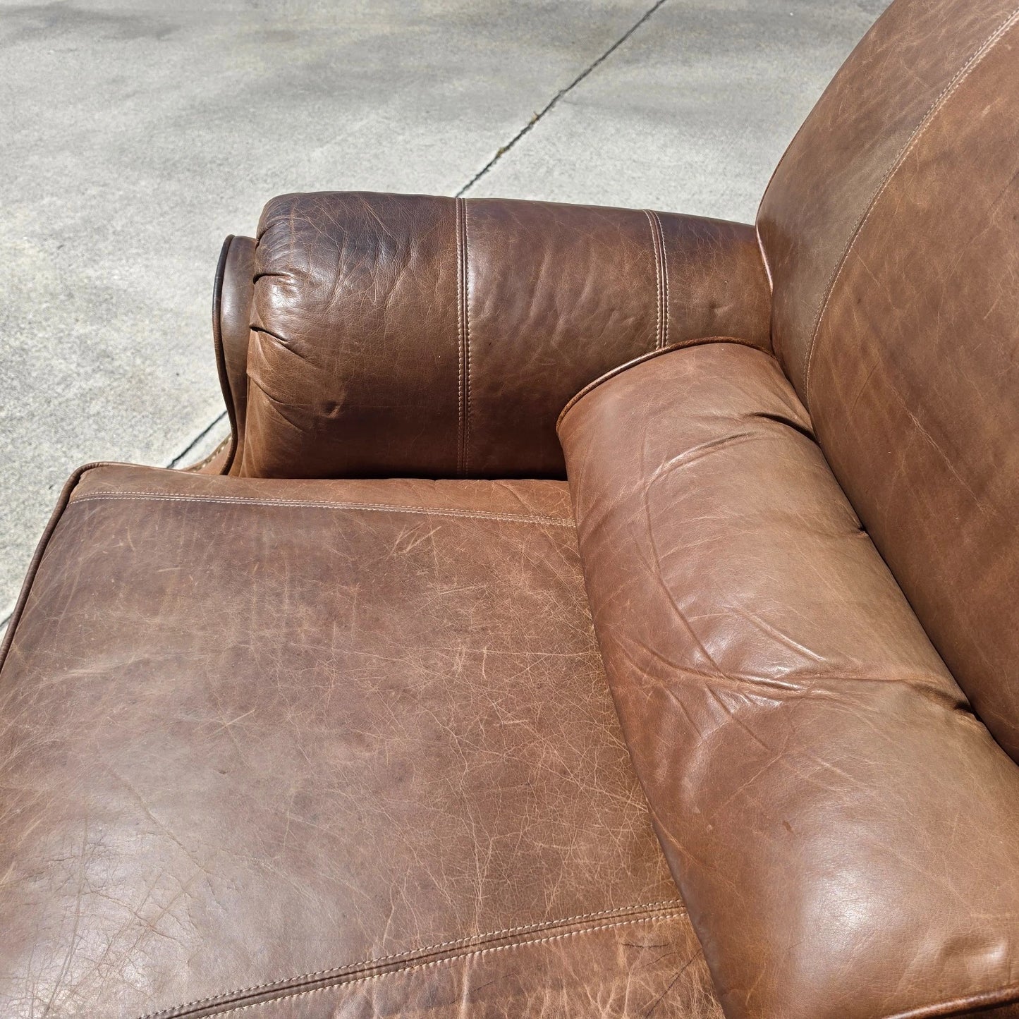 Vintage Barcalounger Saddle Leather Recliner with Continuous Lumbar Support