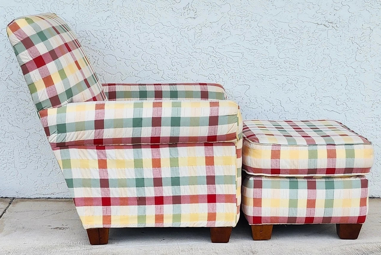 English Country Club Chair & Ottoman Shabby Chic