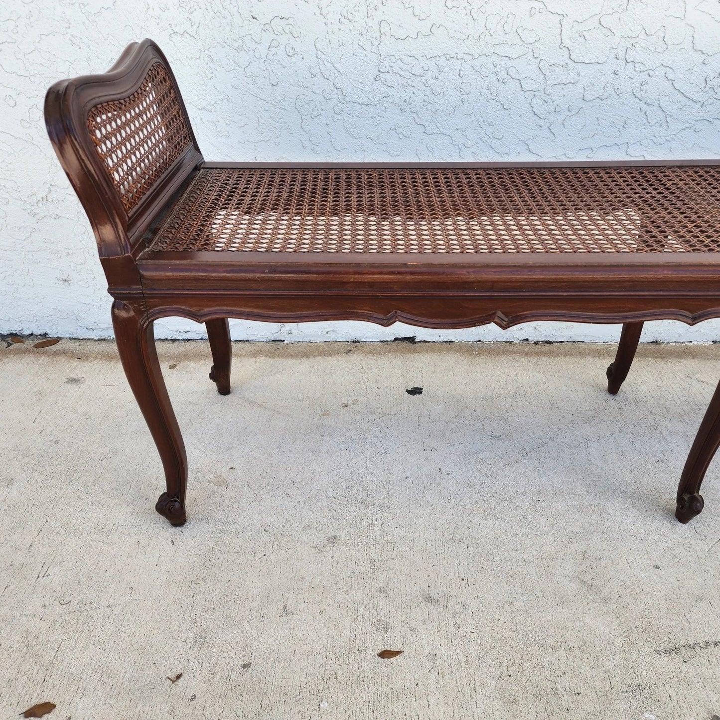 Vintage French Country Cane Bench