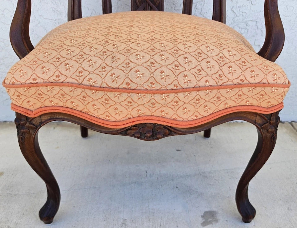19th Century Antique Art Nouveau Edwardian Carved Walnut Armchair