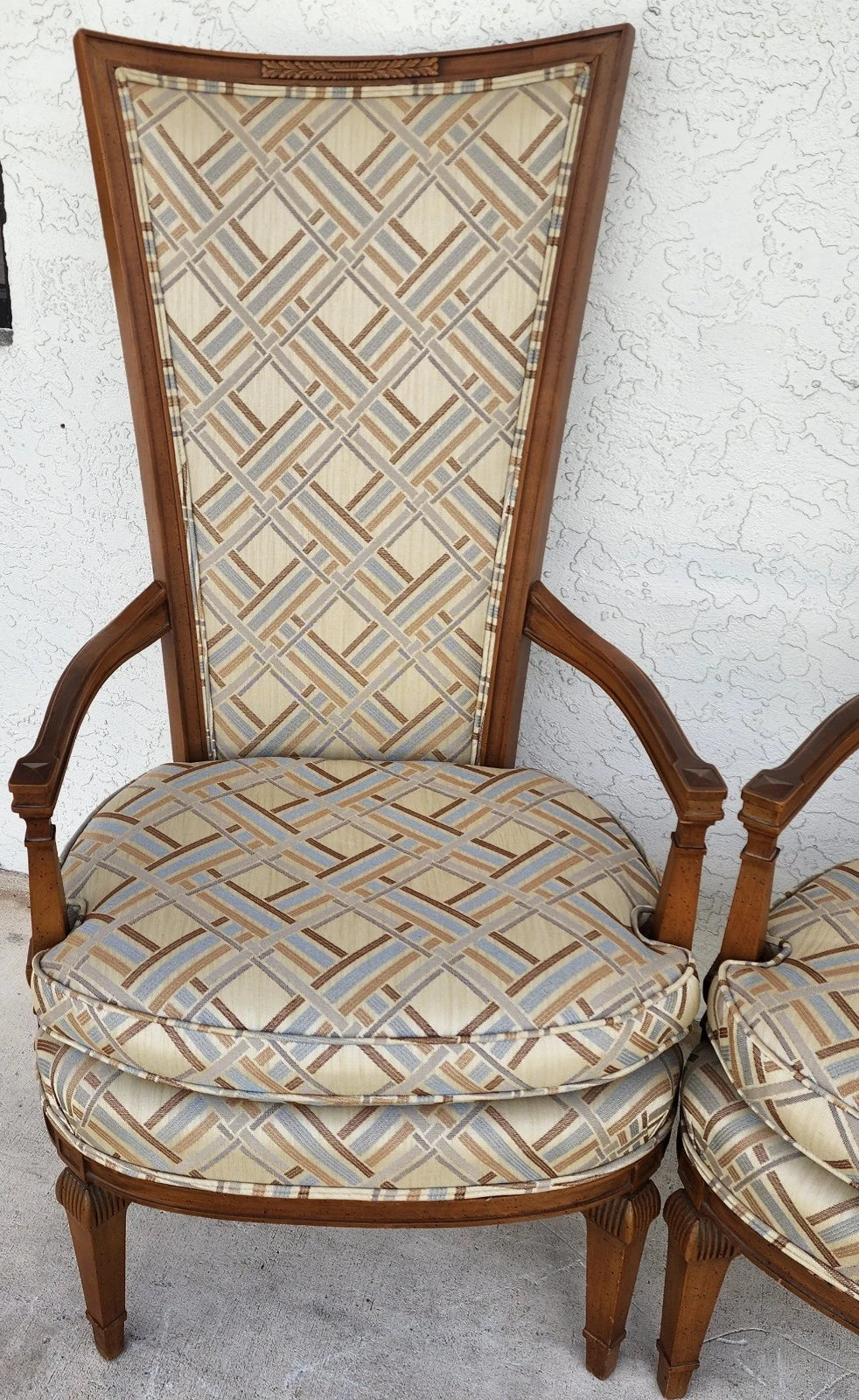 French Louis XVI High Back Accent Dining Chairs Pair
