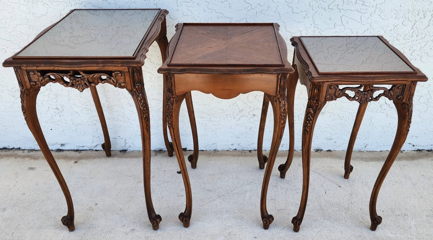 French Nesting Tables Walnut Vintage