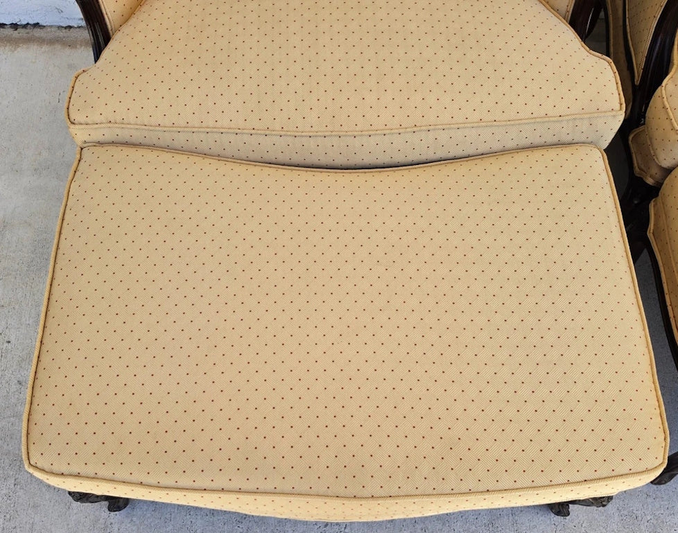 Pierre Deux Style French Country Provincial Bergere Lounge Chairs & Ottoman Pair
