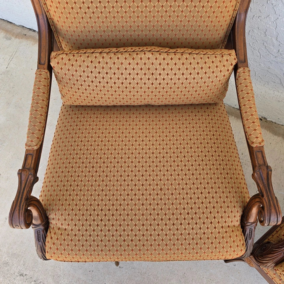 Ethan Allen Regency Style Bergere Lounge Armchairs Pair