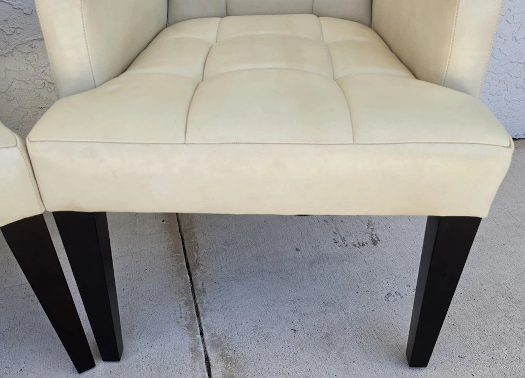 Barbara Barry for Henredon Leather Dining Accent Armchairs Set of 2