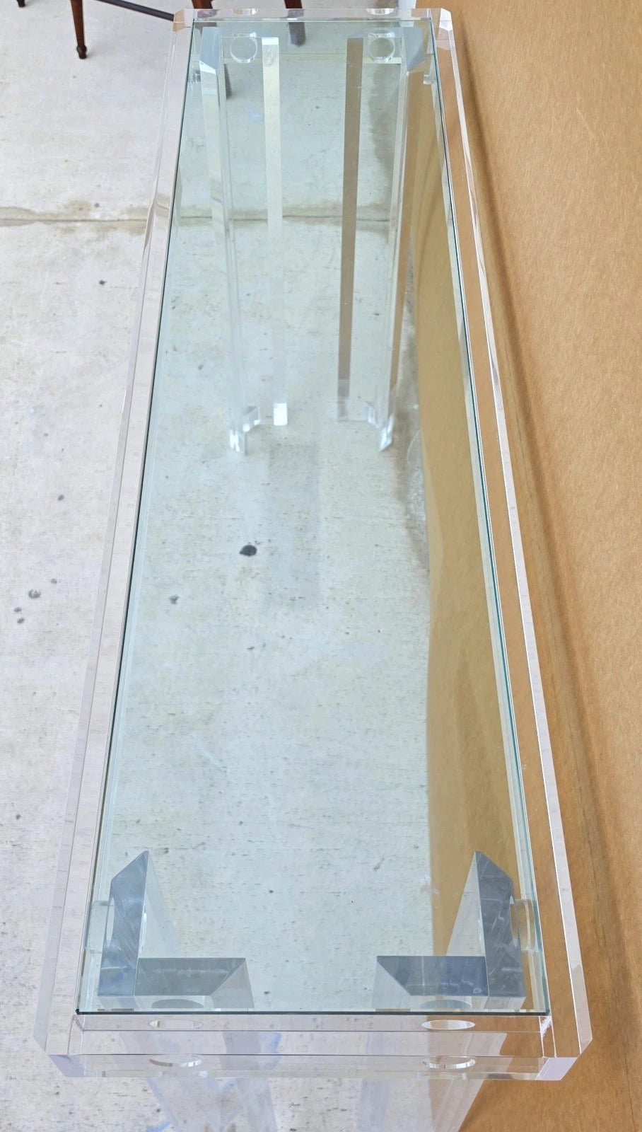 Vintage 1970s Mid-Century Modern Lucite Console Sofa Table