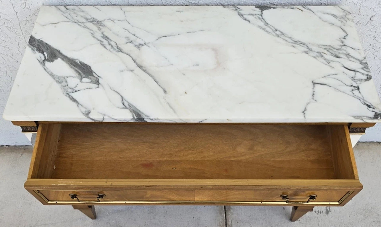 Mid Century Louis XVI Maison Jansen Style Marble Top Commode Dresser Sideboard