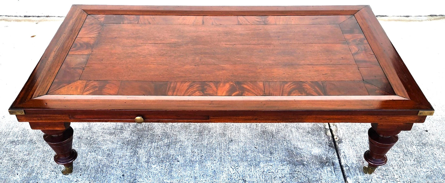 MCM Vintage Wood Inlay Extendable Coffee Table Rolling