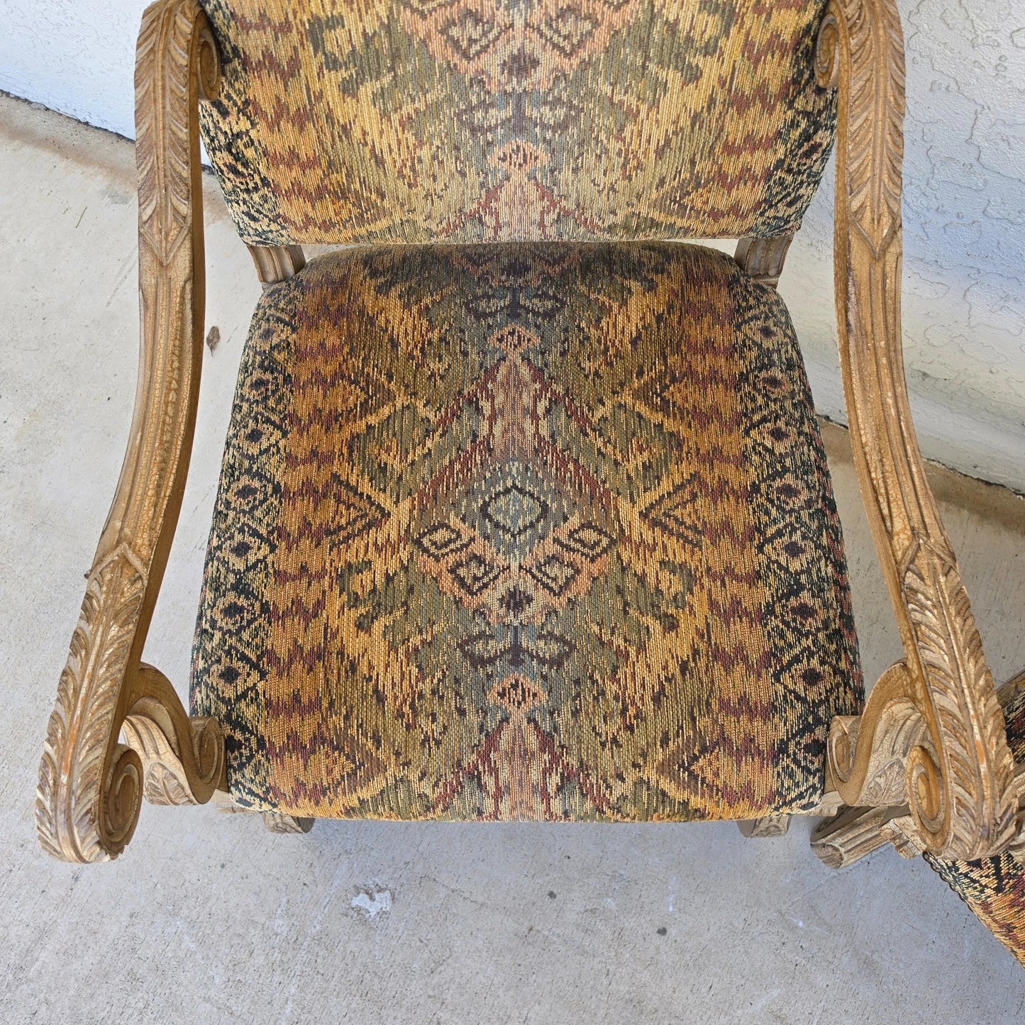 CENTURY FURNITURE French Louis XIII Os de Mouton Armchairs a Pair