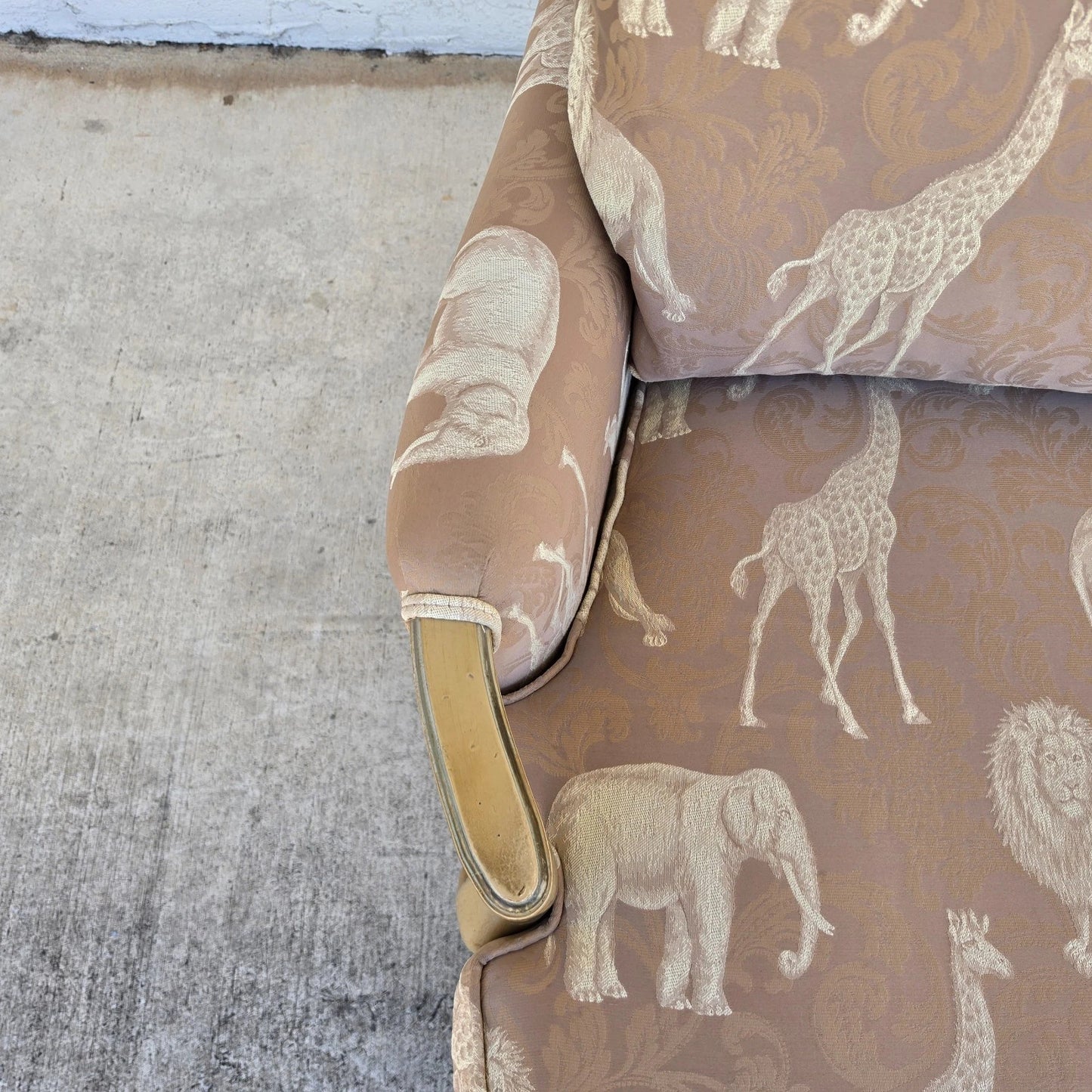 Safari Animals French Louis XV Bergère Armchair Lions Elephants Giraffes