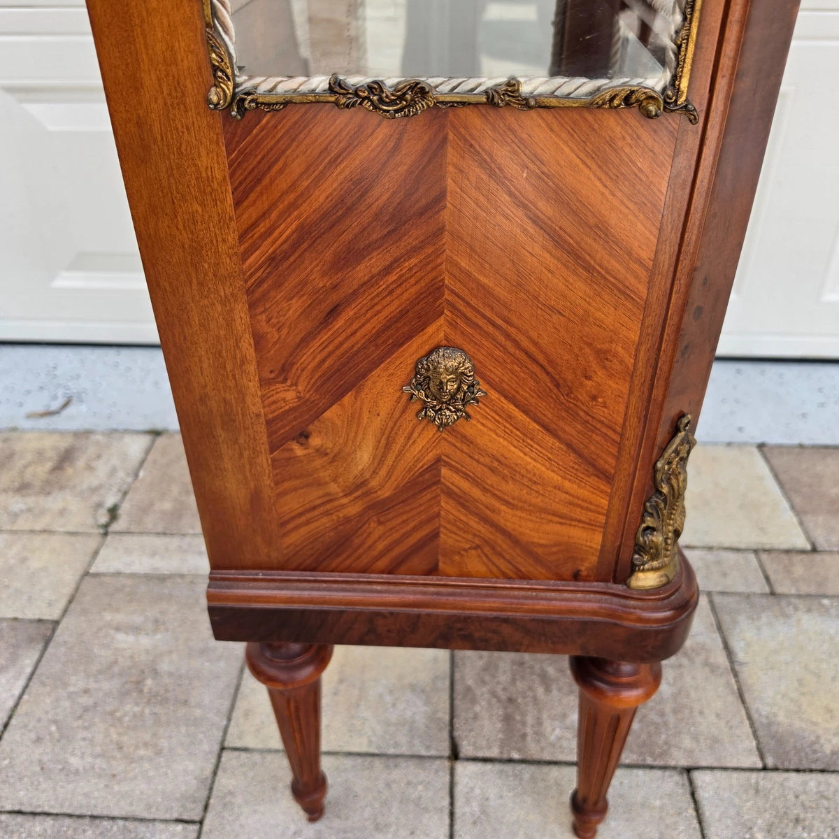 French Louis XVI Vernis Martin Style Vitrine Display Cabinet Gilt Bronze Mounts