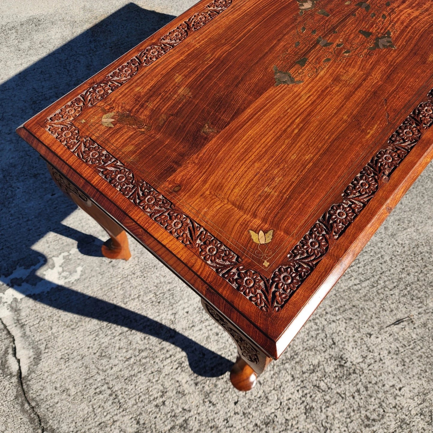 Mid Century Anglo Indian Walnut Coffee & Side Tables 3 Piece Set