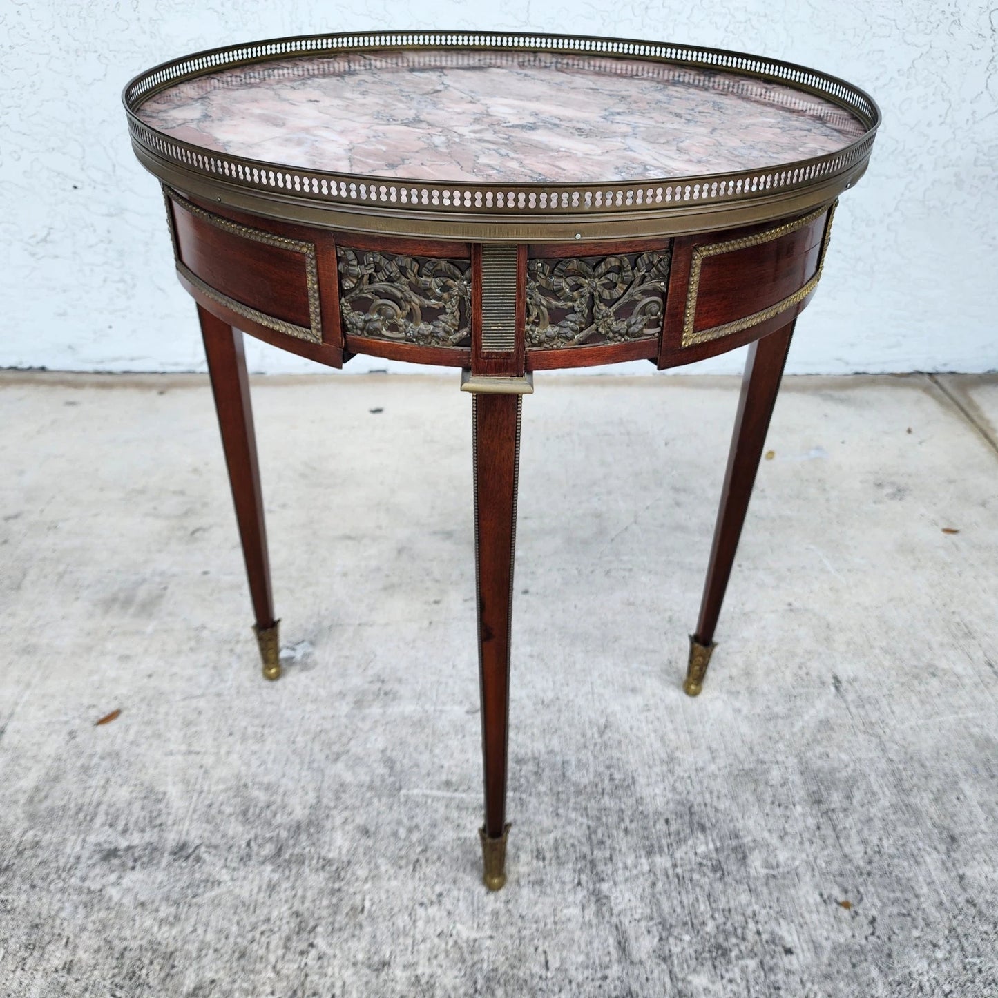 French Louis XVI Bouillotte Table With Rouge Marble Top