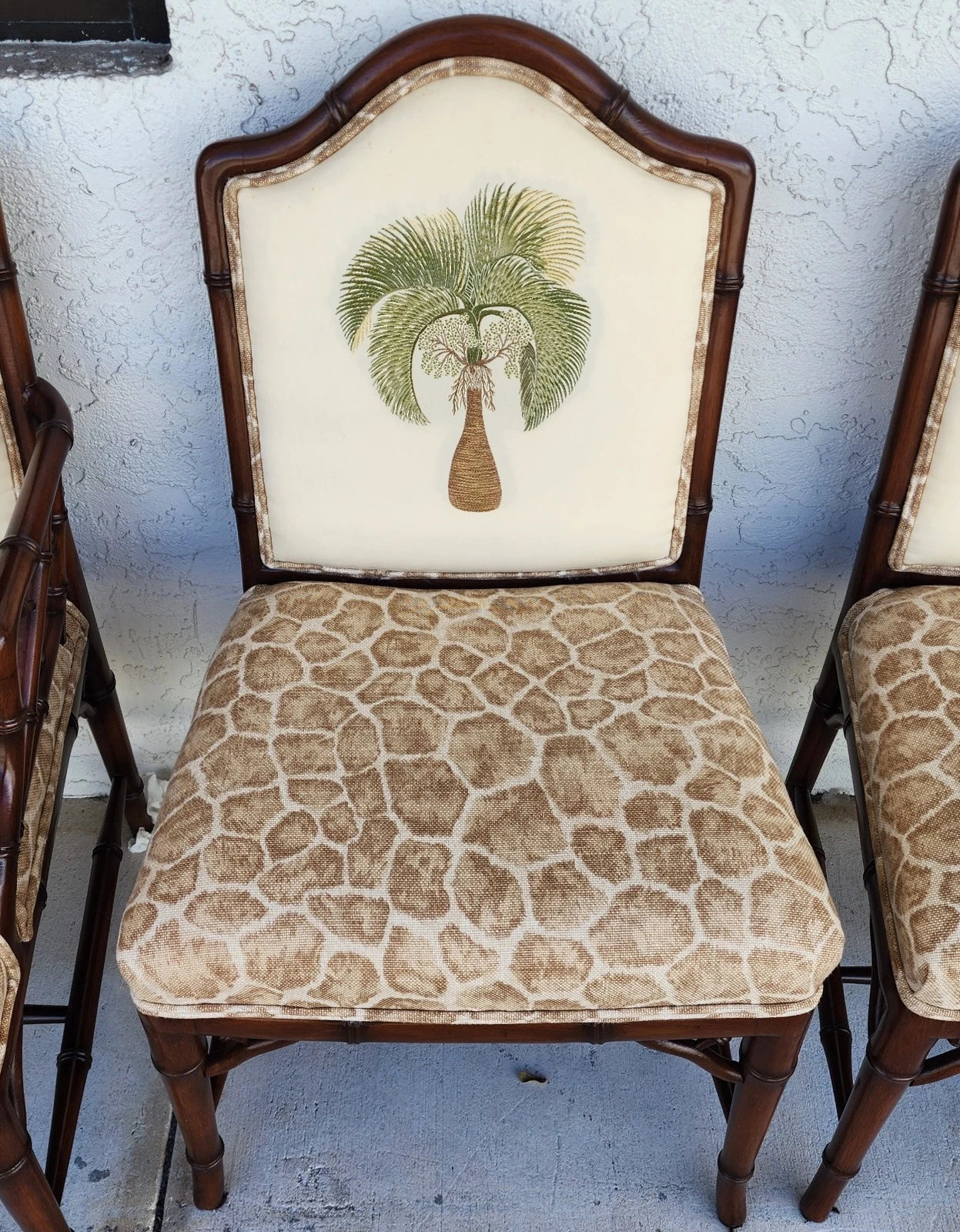 Vintage Chinese Chippendale Dining Chairs Bamboo Set of 8