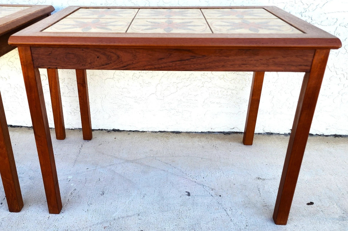 MCM Danish Teak & Tile Coffee & Side Tables 1960s Set of 3