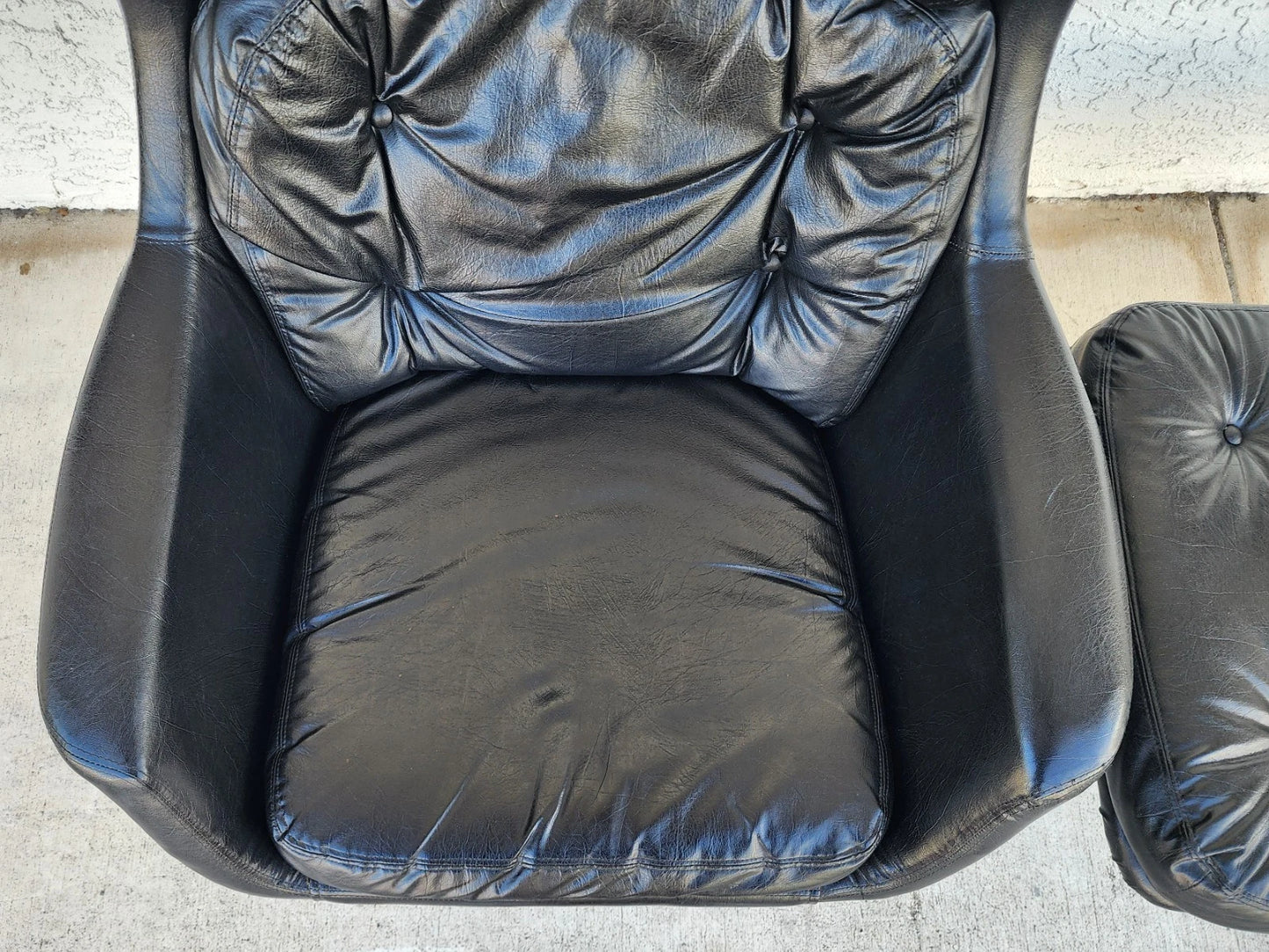 MCM Selig Swedish Modernist Leather Chair & Ottoman 1970s