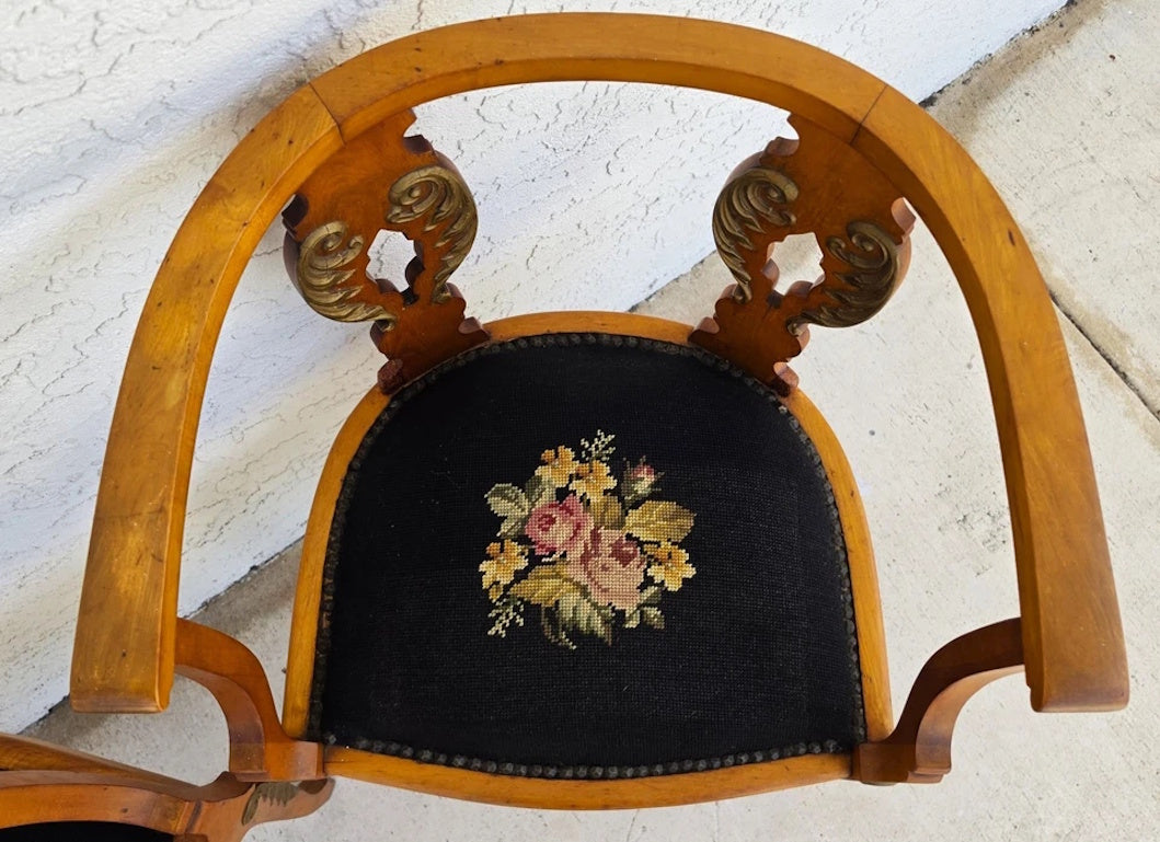 Antique Circa 1900 Victorian Corner Tub Barrel Chairs Set of 2