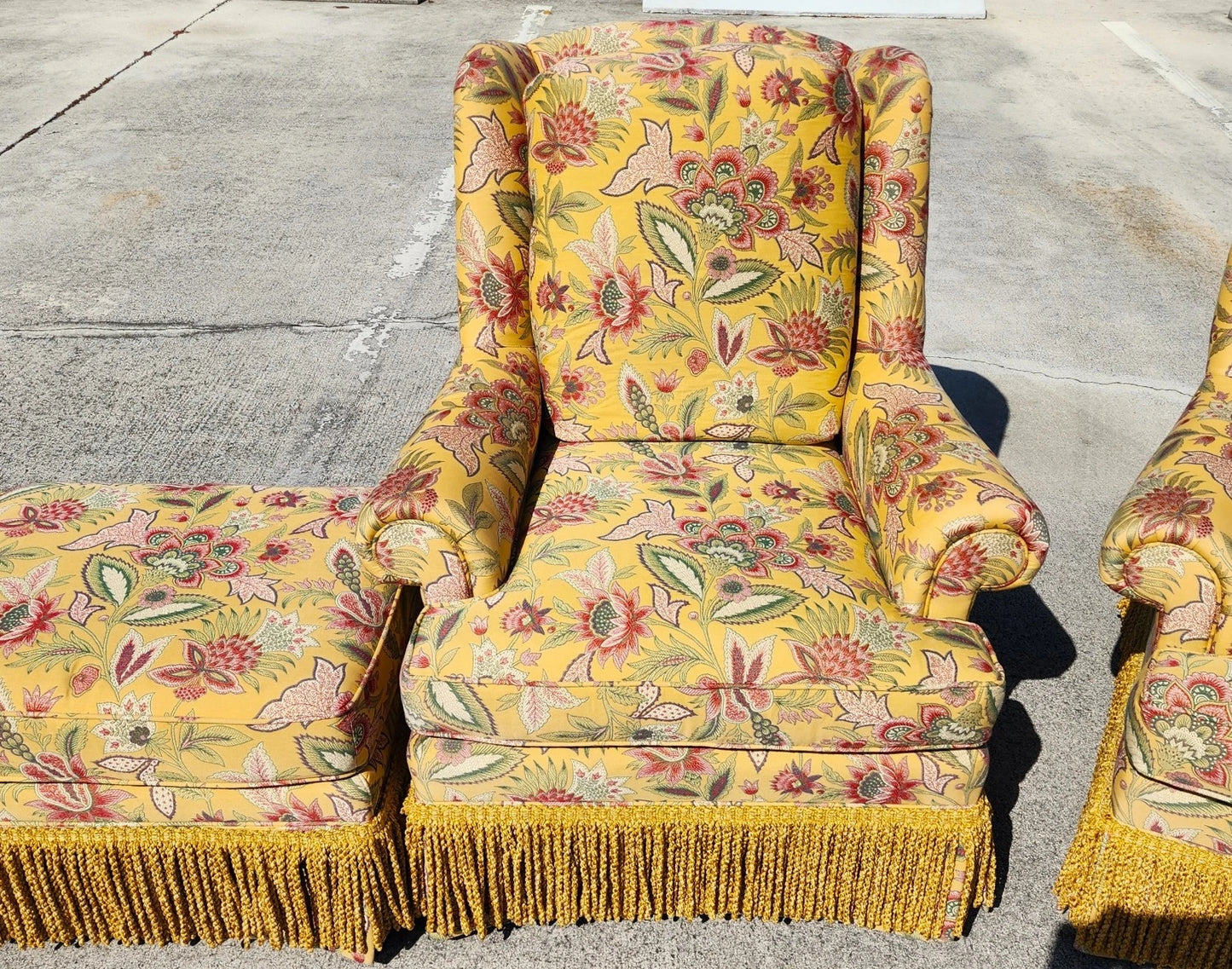 Taylor King Wingback Lounge Chairs & Ottomans Pair