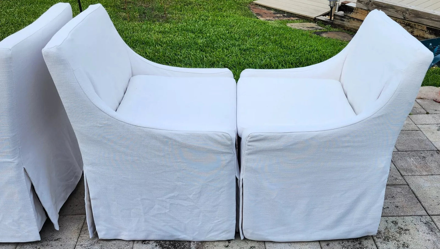 Restoration Hardware Low Belgian Slope Arm Slipcovered Dining Side Chairs RH