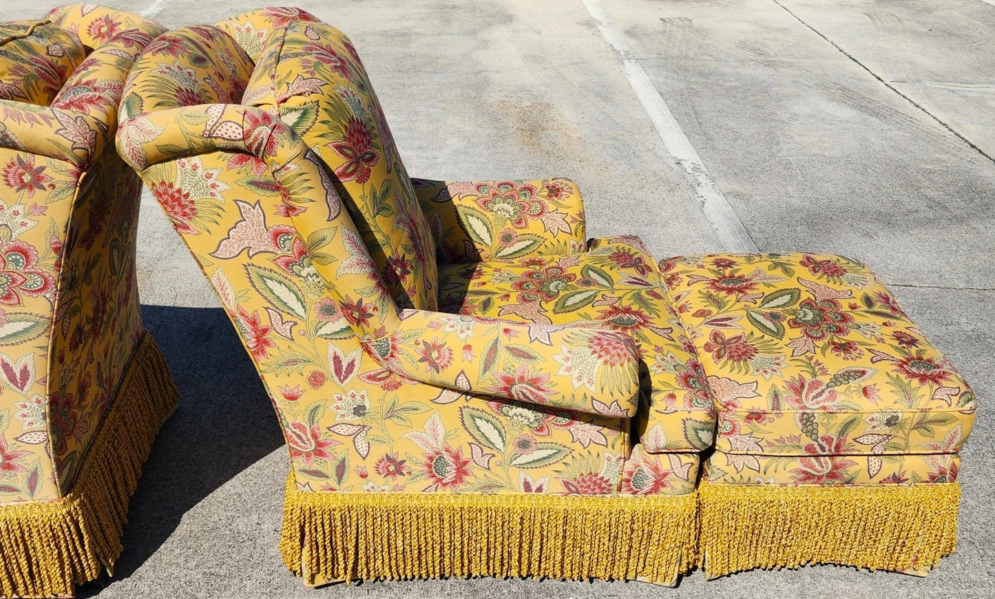 Taylor King Wingback Lounge Chairs & Ottomans Pair