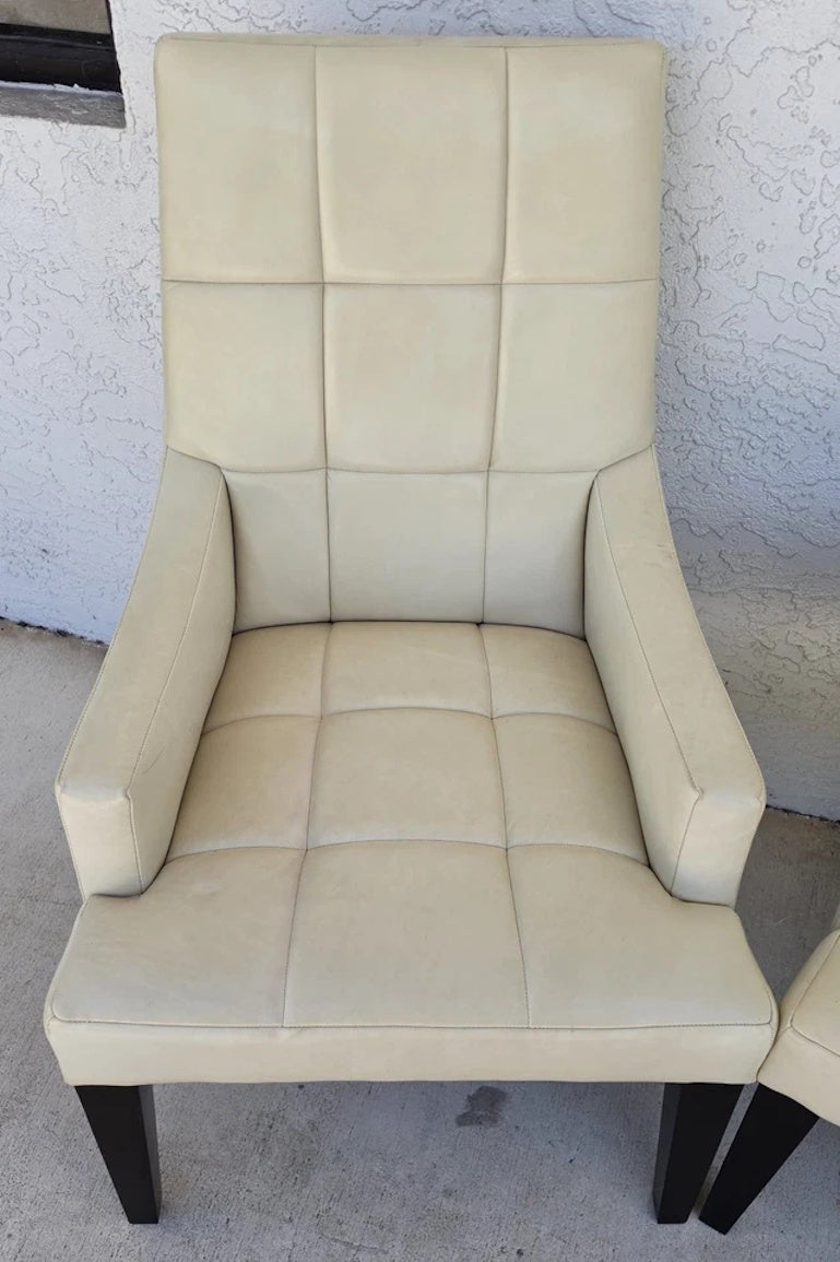 Barbara Barry for Henredon Leather Dining Accent Armchairs Set of 2