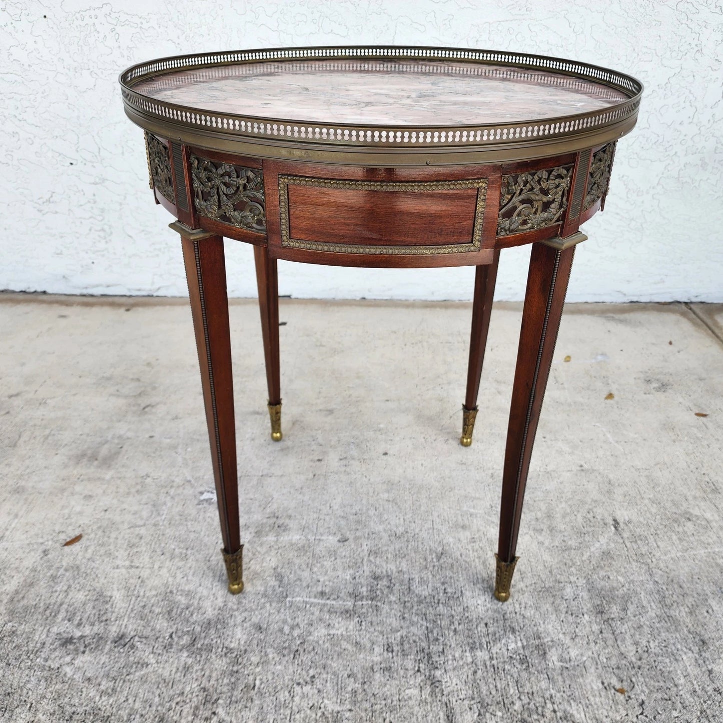 French Louis XVI Bouillotte Table With Rouge Marble Top