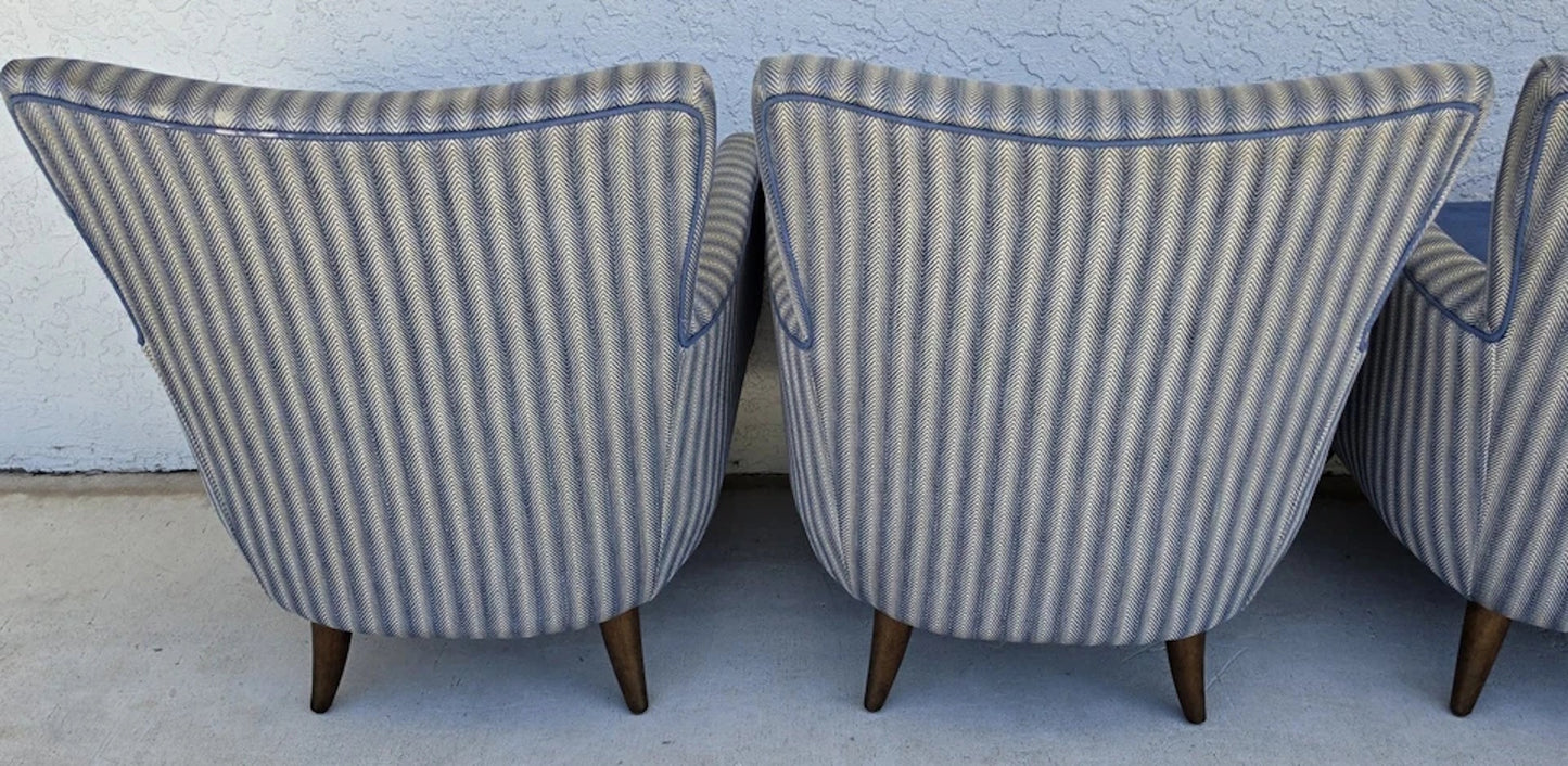 1950s MCM Edward Wormley Gio Ponti Style Armchairs Set of 4
