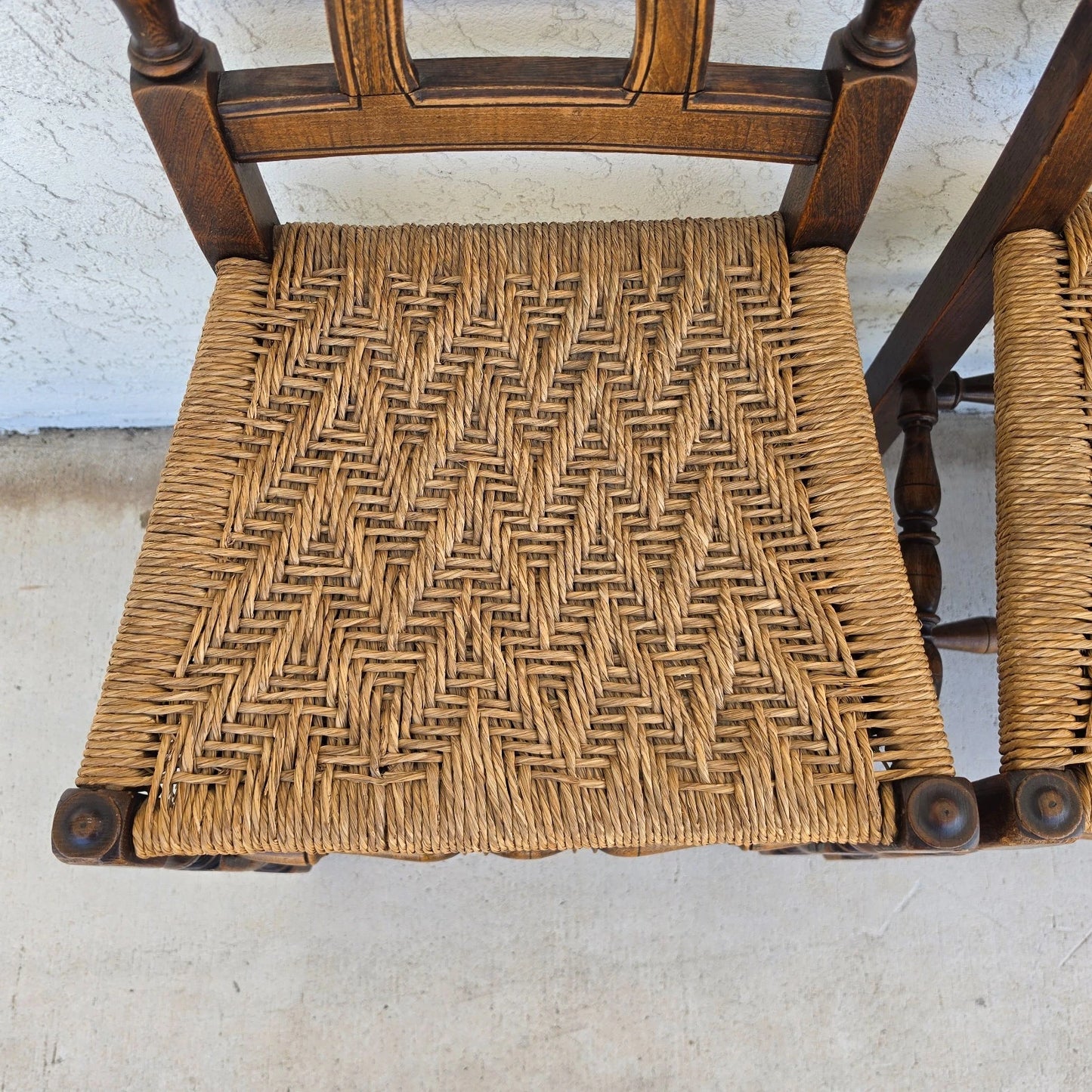 Antique 1800s Provençal Dining Chairs with Rope Seats Set of 4