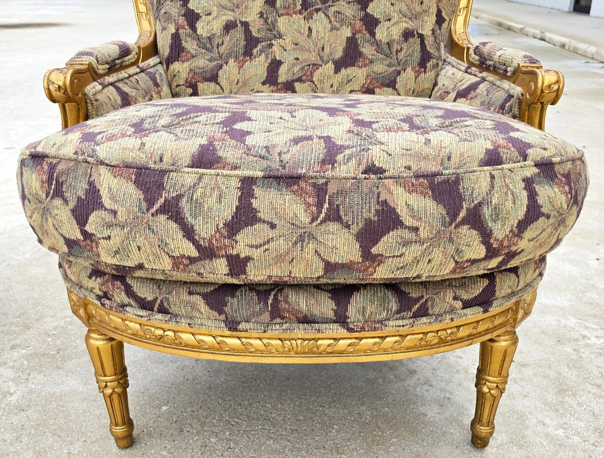 D & D Building NYC French Louis XVI Style Giltwood Oversized Bergère Armchairs