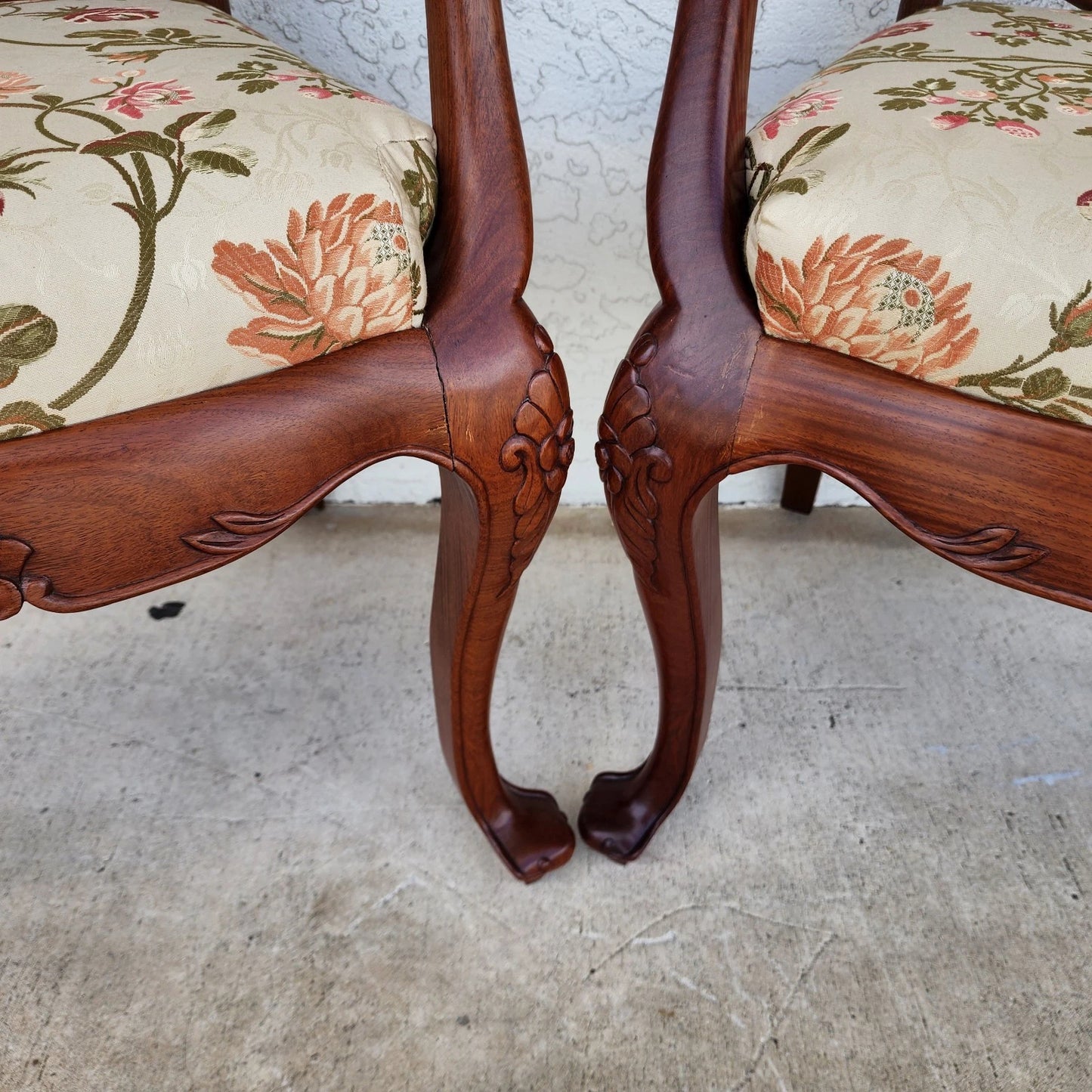 George Zee & Co Hand Carved Rosewood Armchairs A Pair