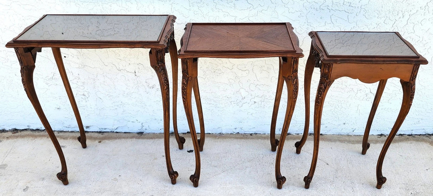 French Nesting Tables Walnut Vintage