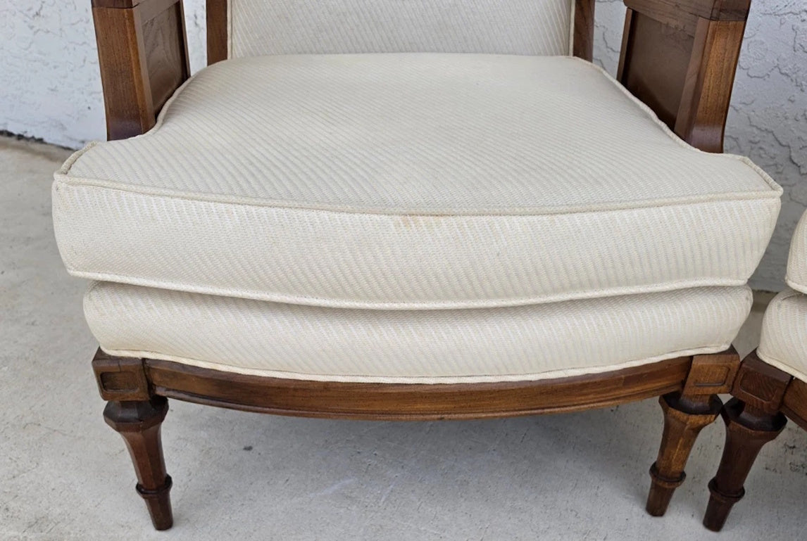 Vintage 1960s Italian Hollywood Regency High Back Lounge Armchairs Pair