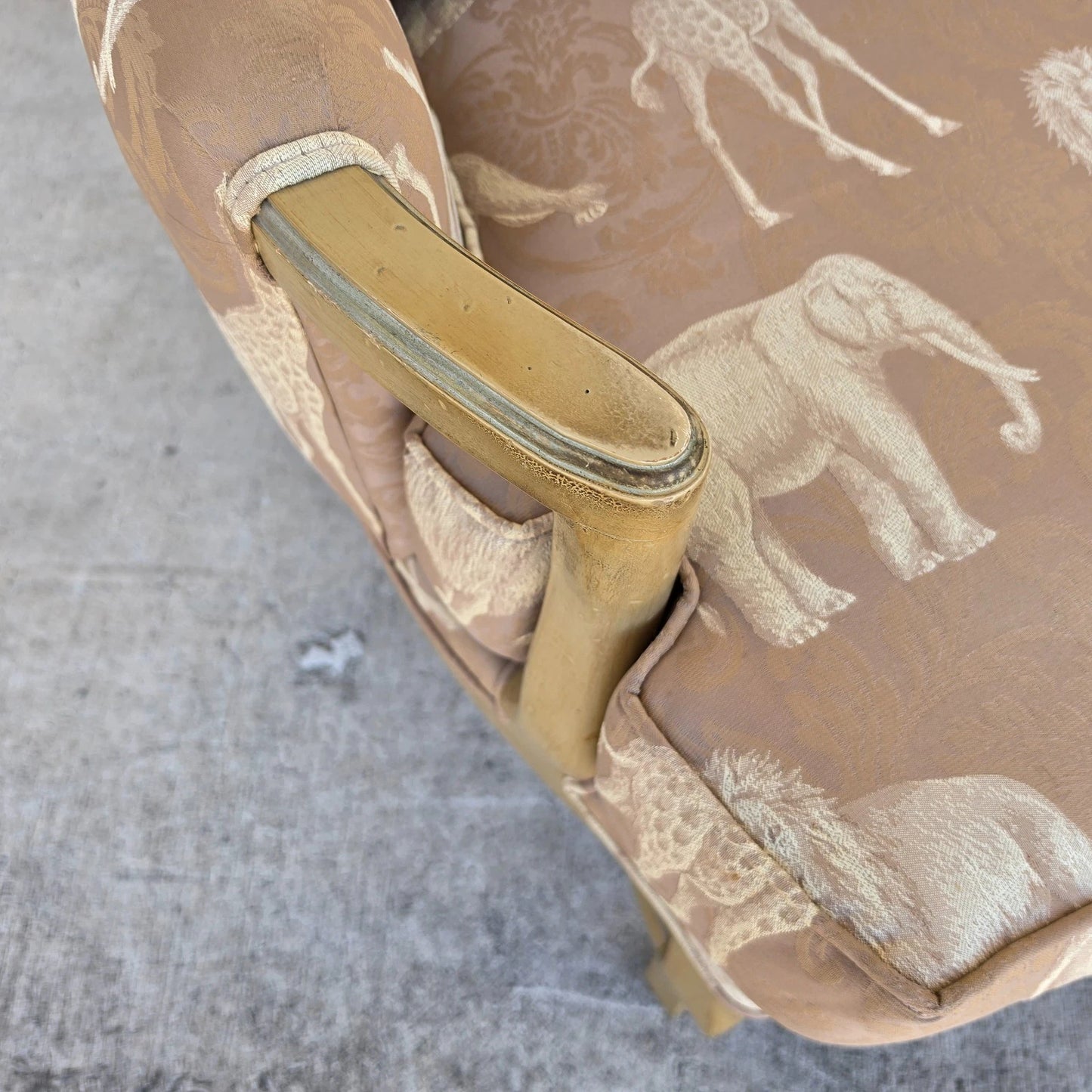 Safari Animals French Louis XV Bergère Armchair Lions Elephants Giraffes