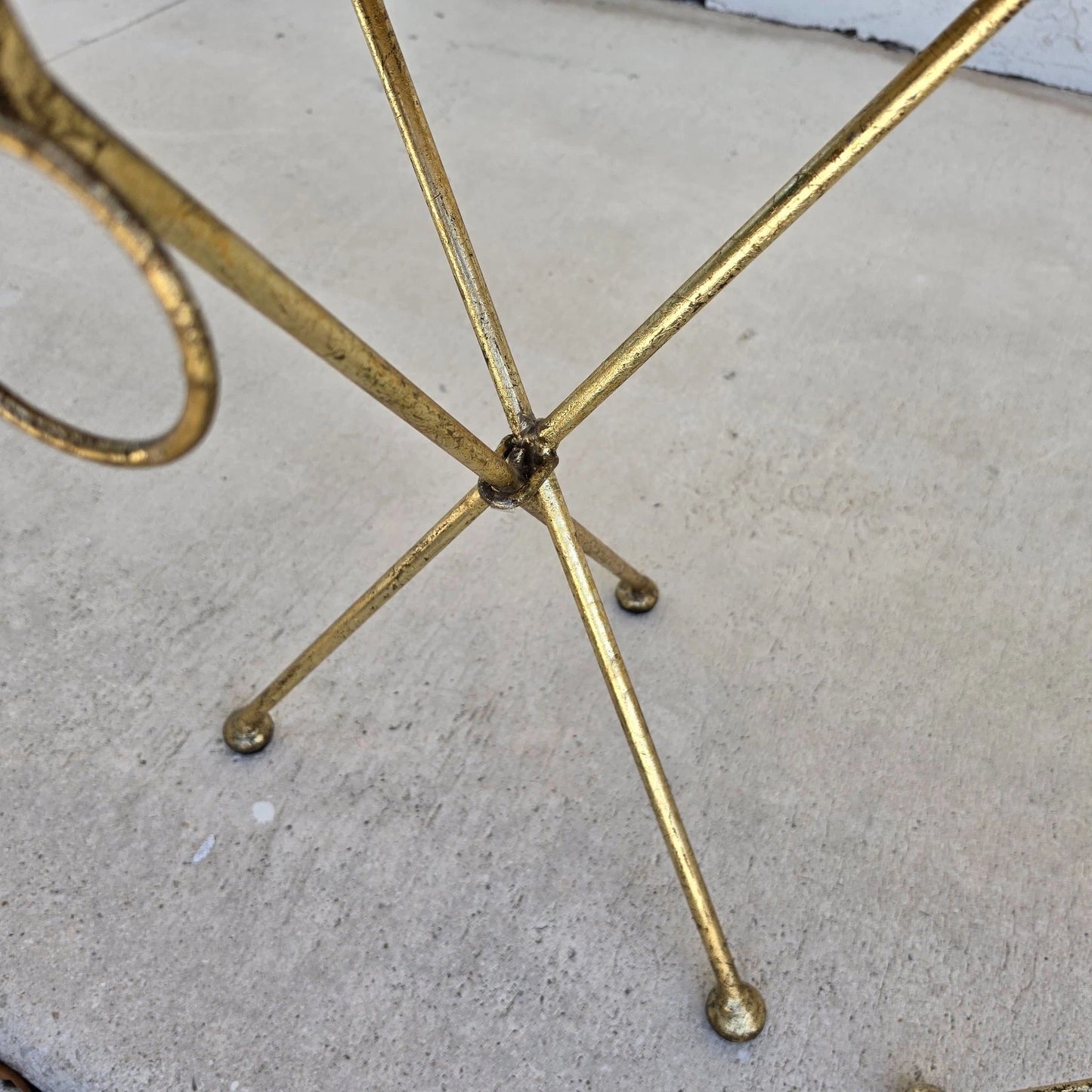 Italian Gold Gilt Folding Mosaic Side Drink Tables 1960s Pair