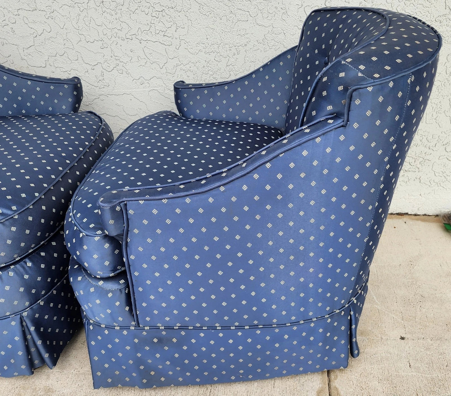 Vintage Hollywood Regency Accent Slipper Chairs Pair