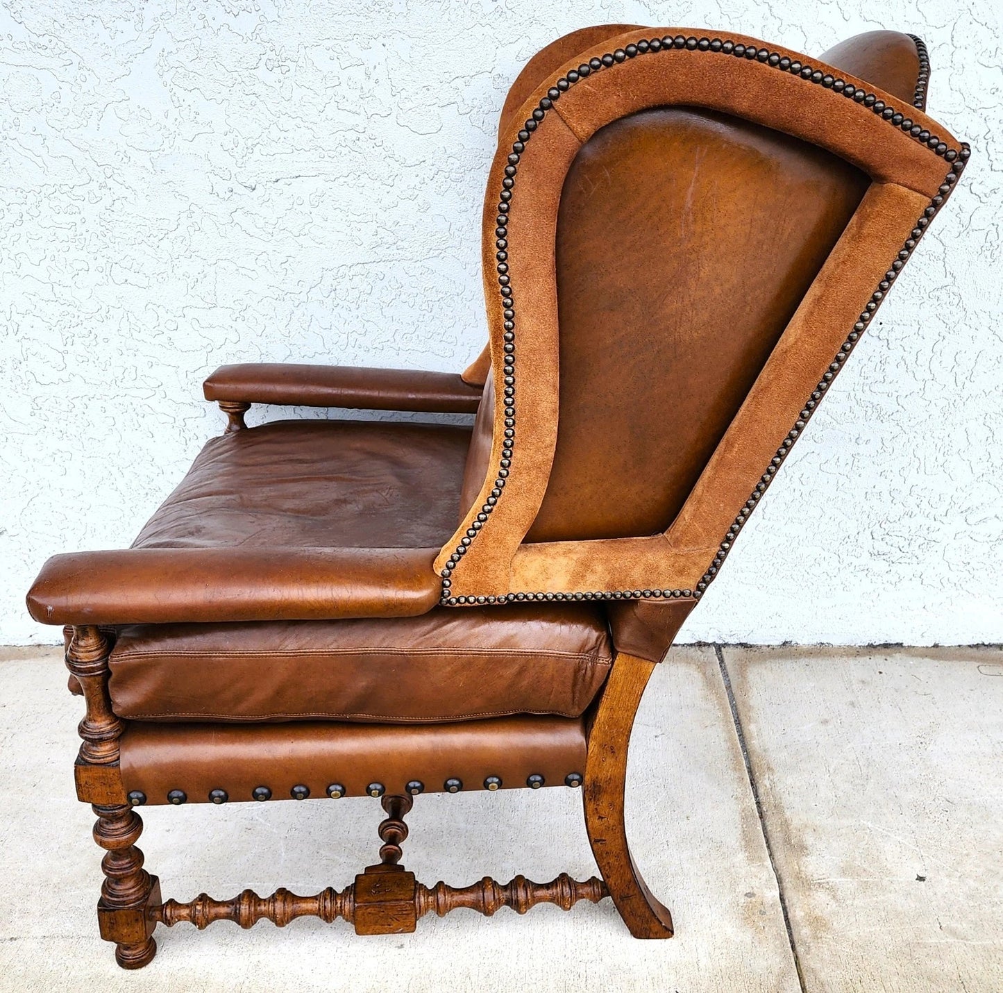 Century Furniture Leather Wingback Club Chair
