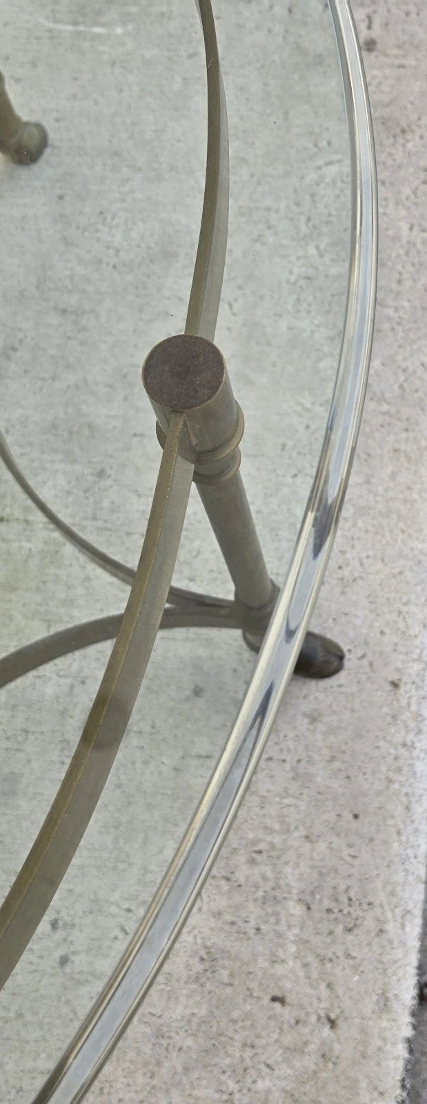 Vintage LaBarge Hexagonal Brass Hoof Footed Glass Top Coffee Table