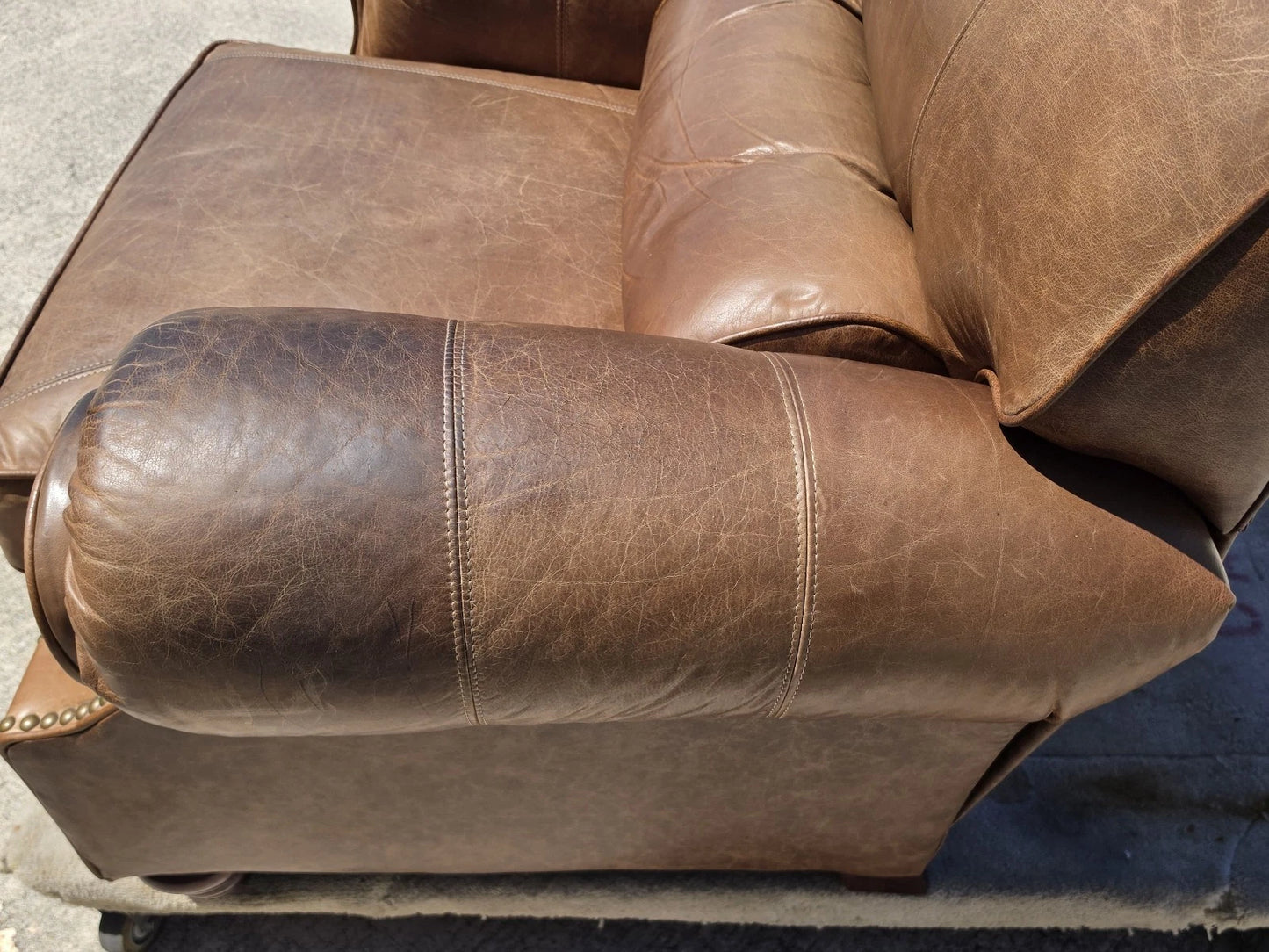 Vintage Barcalounger Saddle Leather Recliner with Continuous Lumbar Support