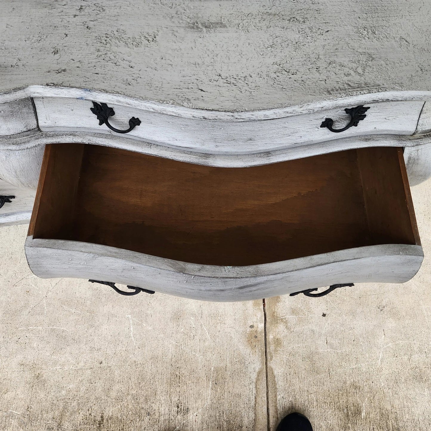 Antique French Serpentine Dresser Distressed