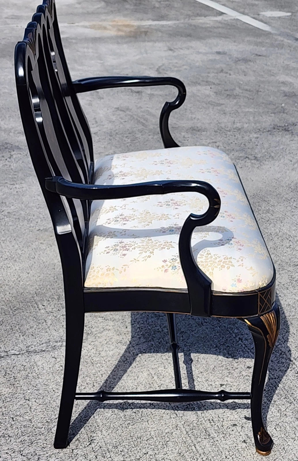 Vintage Queen Anne Chinoiserie Bench